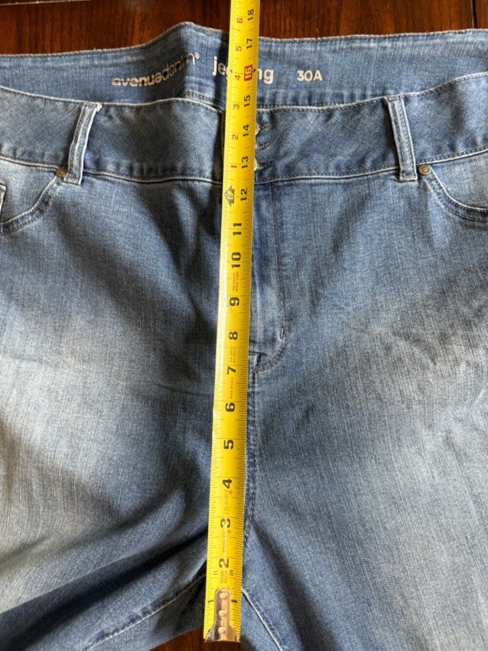 Avenue Denim Jeans High Rise Jegging Skinny Jeans Stretch Faded Faux Pockets 30 - Picture 5 of 7